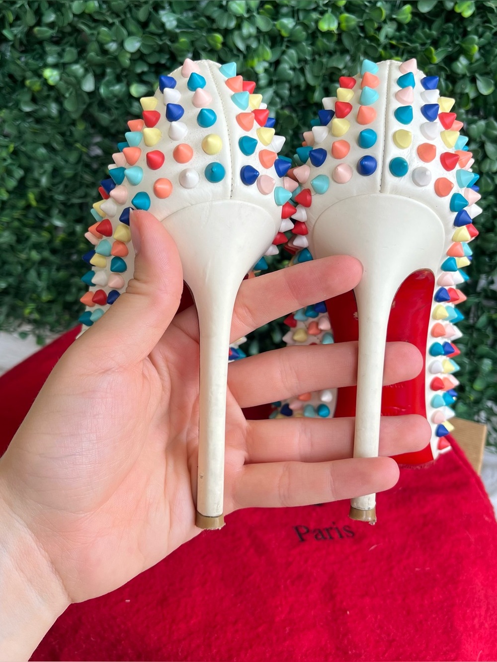 CHRISTIAN LOUBOUTIN Colorful Flo Spikes 120 Gomme Peep Toe Heels Stilettos 36.5 - Picture 11 of 12